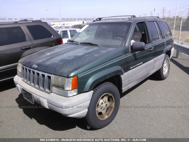 1J4GZ58S2VC526959 - 1997 JEEP GRAND CHEROKEE LAREDO/TSI GREEN photo 2