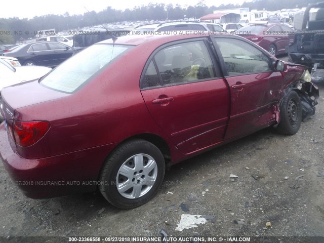 JTDBR32E750056677 - 2005 TOYOTA COROLLA CE/LE BURGUNDY photo 4