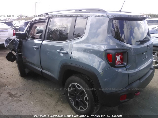 ZACCJBCT3GPD58340 - 2016 JEEP RENEGADE TRAILHAWK Light Blue photo 3