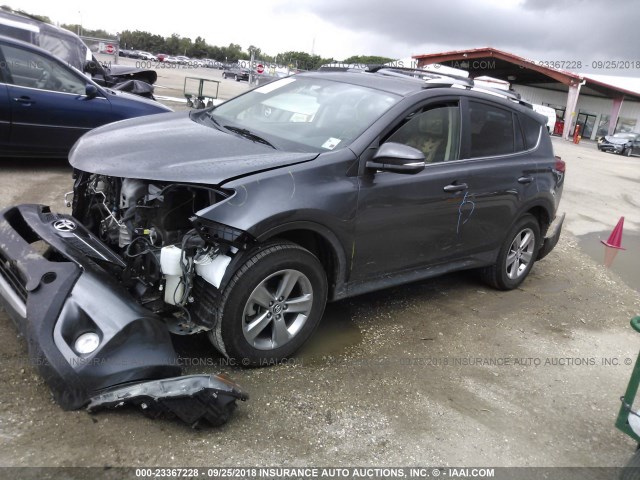 JTMRFREV3FJ034919 - 2015 TOYOTA RAV4 XLE GRAY photo 2