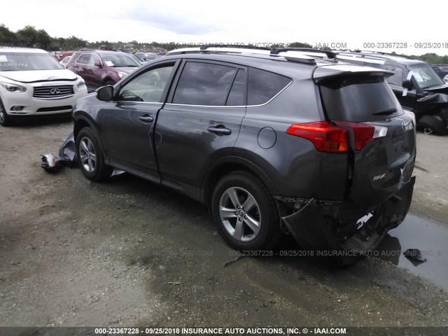 JTMRFREV3FJ034919 - 2015 TOYOTA RAV4 XLE GRAY photo 3