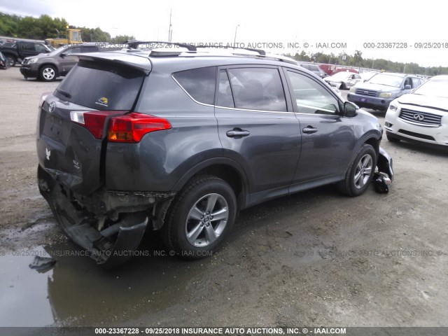 JTMRFREV3FJ034919 - 2015 TOYOTA RAV4 XLE GRAY photo 4