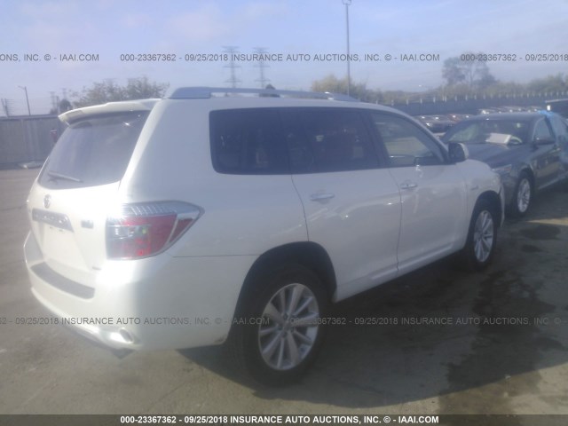 JTEEW44A082010361 - 2008 TOYOTA HIGHLANDER HYBRID LIMITED WHITE photo 4