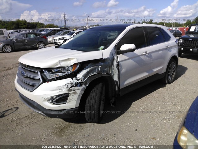 2FMTK3K87FBB79460 - 2015 FORD EDGE TITANIUM WHITE photo 2