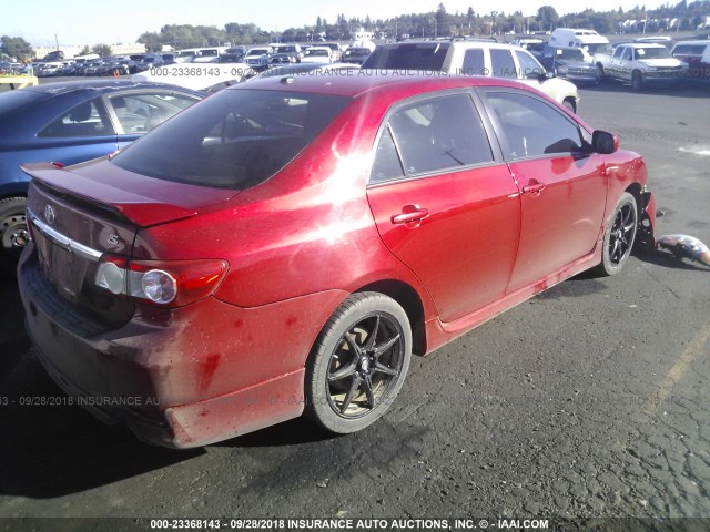 2T1BU4EE8DC075789 - 2013 TOYOTA COROLLA S/LE RED photo 4