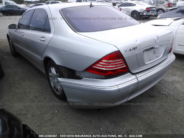 WDBNG70JX3A349747 - 2003 MERCEDES-BENZ S 430 SILVER photo 3