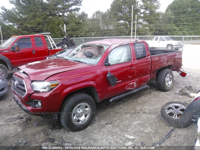 5TFRX5GN4GX073536 - 2016 TOYOTA TACOMA ACCESS CAB/SR/SR5 წითელი ფოტო 2