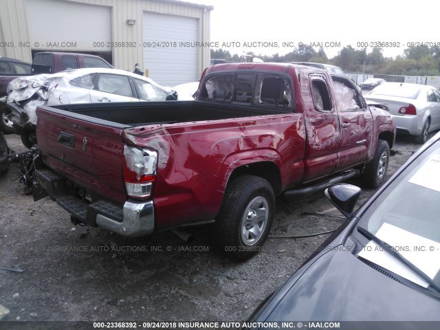 5TFRX5GN4GX073536 - 2016 TOYOTA TACOMA ACCESS CAB/SR/SR5 RED photo 4