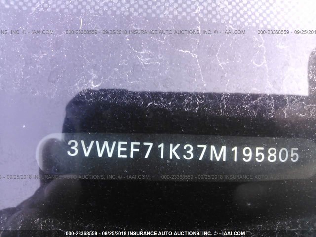 3VWEF71K37M195805 - 2007 VOLKSWAGEN JETTA WOLFSBURG 黑色 照片 9