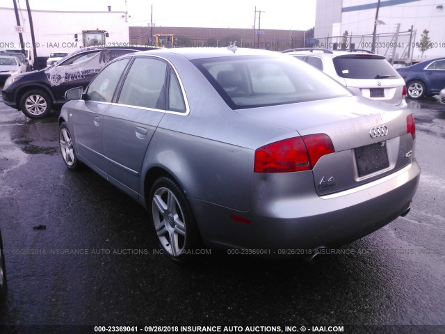 WAUDF78E67A109458 - 2007 AUDI A4 2.0T QUATTRO SILVER photo 3