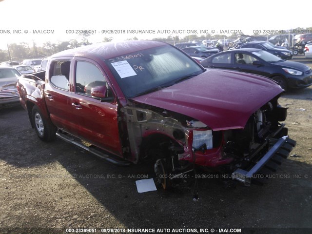 5TFAX5GNXJX113574 - 2018 TOYOTA Tacoma DOUBLE CAB/SR/SR5 RED photo 1