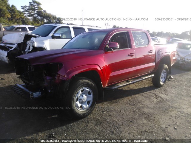 5TFAX5GNXJX113574 - 2018 TOYOTA Tacoma DOUBLE CAB/SR/SR5 RED photo 2