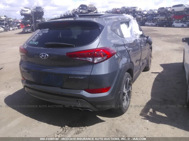 KM8J33A24GU153587 - 2016 HYUNDAI TUCSON LIMITED/SPORT AND ECO/SE GRAY photo 4