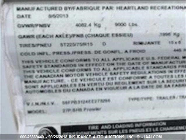 5SFPB3124EE273296 - 2014 HEARTLAND PROWLER  WHITE photo 9
