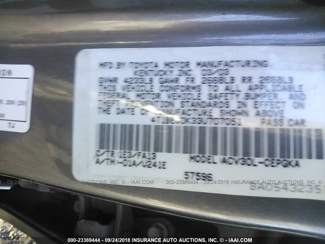 4T1BE30K33U707051 - 2003 TOYOTA CAMRY LE/XLE/SE Сұр фото 8