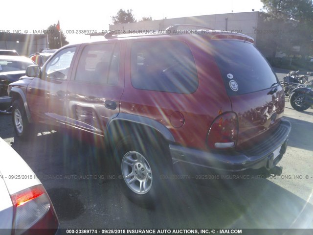 1B4HS38N12F152817 - 2002 DODGE DURANGO SPORT/SXT RED photo 3