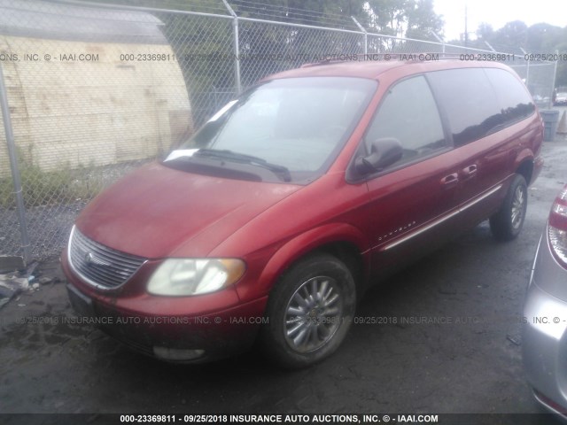 2C8GP64L11R240200 - 2001 CHRYSLER TOWN & COUNTRY LIMITED RED photo 2