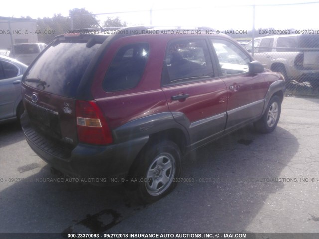 KNDJE723677433314 - 2007 KIA SPORTAGE EX/LX RED photo 4