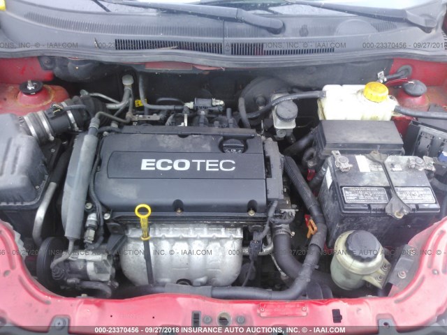 KL1TD56E99B665568 - 2009 CHEVROLET AVEO LS/LT წითელი ფოტო 10