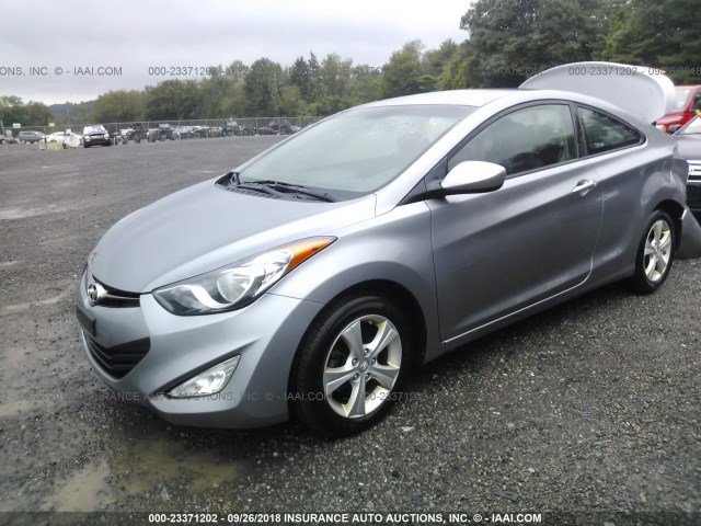 KMHDH6AE8DU008882 - 2013 HYUNDAI ELANTRA COUPE GS/SE SILVER photo 2