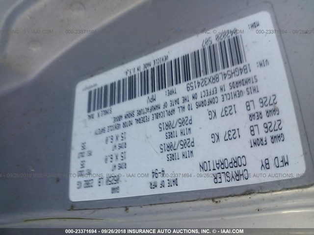 1B4GH54L8RX324159 - 1994 DODGE GRAND CARAVAN LE/ES SILVER photo 9