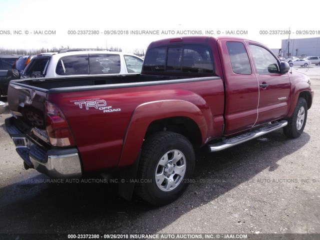 5TETU62N66Z146926 - 2006 TOYOTA TACOMA PRERUNNER ACCESS CAB RED photo 4