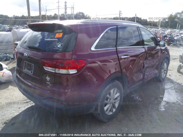 5XYPG4A30GG048936 - 2016 KIA SORENTO LX/L RED photo 4