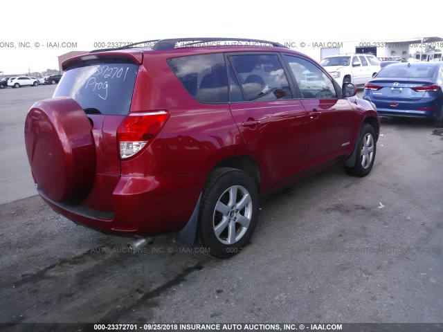 JTMZK31V976008005 - 2007 TOYOTA RAV4 LIMITED RED photo 4