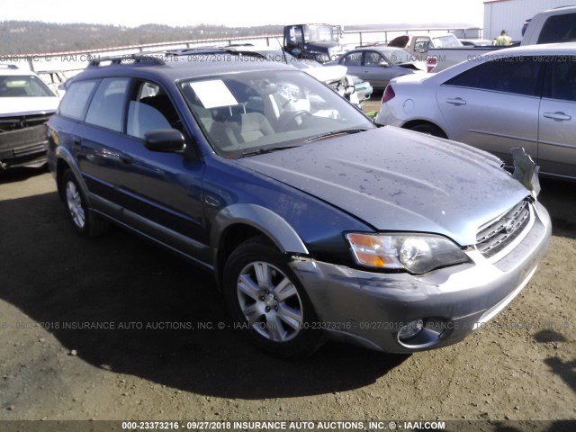 4S4BP61C957360491 - 2005 SUBARU LEGACY OUTBACK 2.5I BLUE photo 1