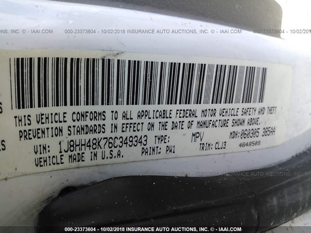 1J8HH48K76C349343 - 2006 JEEP COMMANDER Ağ foto 9