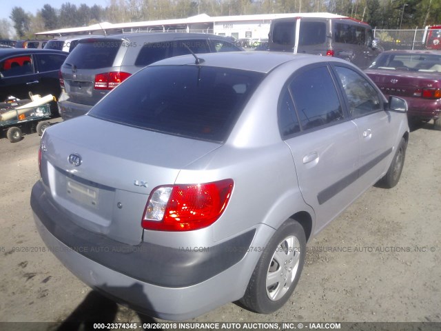 KNADE123076279826 - 2007 KIA RIO LX/SX SILVER photo 4