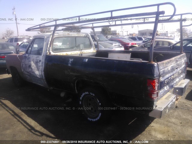 1B7GD14T9ES323634 - 1984 DODGE D-SERIES D150 BLACK photo 3