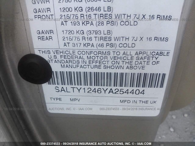 SALTY1246YA254404 - 2000 LAND ROVER DISCOVERY II  TAN photo 9