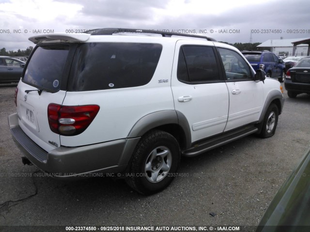 5TDZT34A72S109199 - 2002 TOYOTA SEQUOIA SR5 WHITE photo 4