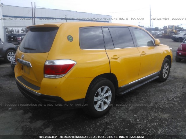 5TDZA3EH8DS040723 - 2013 TOYOTA HIGHLANDER PLUS YELLOW photo 4