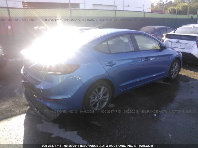 5NPD84LF7JH339263 - 2018 HYUNDAI ELANTRA SEL/VALUE/LIMITED BLUE photo 4