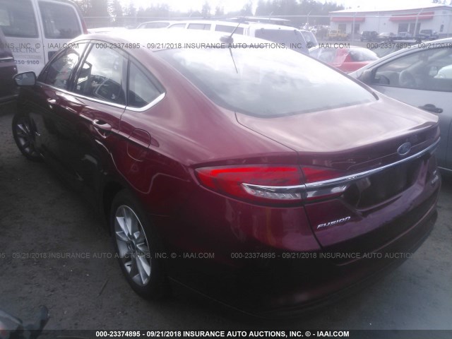 3FA6P0LU9HR356906 - 2017 FORD FUSION SE HYBRID RED photo 3