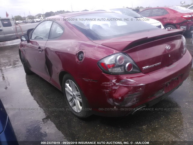 KMHHM66D67U253536 - 2007 HYUNDAI TIBURON GS RED photo 3