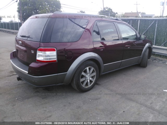 1FMDK05W78GA36968 - 2008 FORD TAURUS X SEL RED photo 4