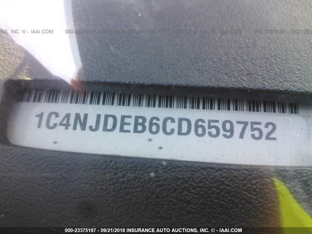 1C4NJDEB6CD659752 - 2012 JEEP COMPASS LATITUDE 深蓝色 照片 9