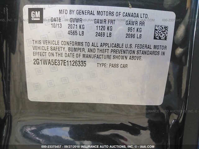 2G1WA5E37E1126335 - 2014 CHEVROLET IMPALA LIMITED LS GRAY photo 9