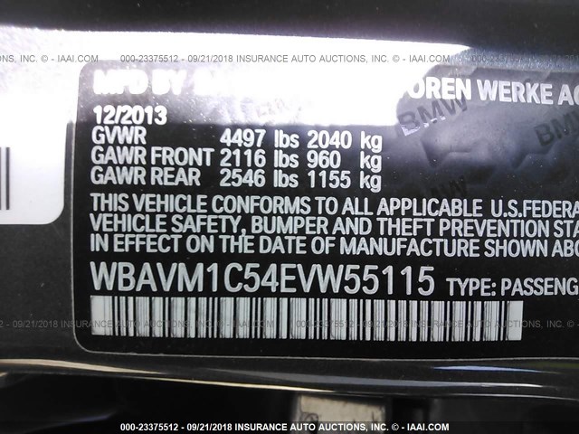 WBAVM1C54EVW55115 - 2014 BMW X1 SDRIVE28I GRAY photo 9