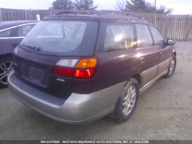 4S3BH6756Y7663999 - 2000 SUBARU LEGACY OUTBACK AWP 勃艮第红 照片 4