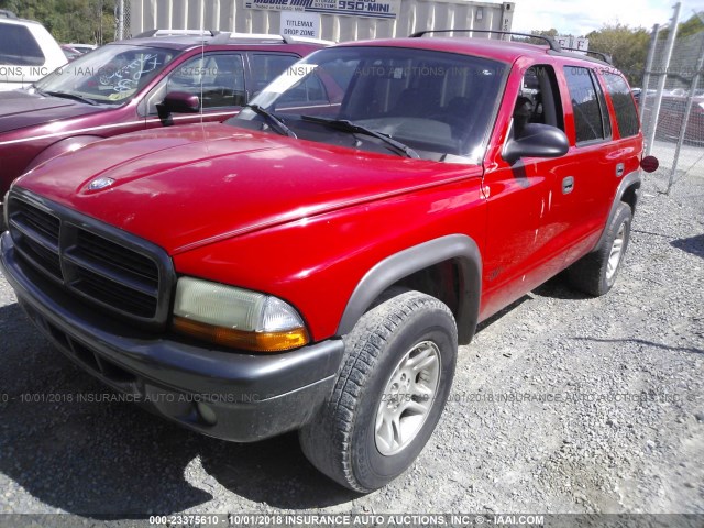 1B4HS38N22F170484 - 2002 DODGE DURANGO SPORT/SXT RED photo 2