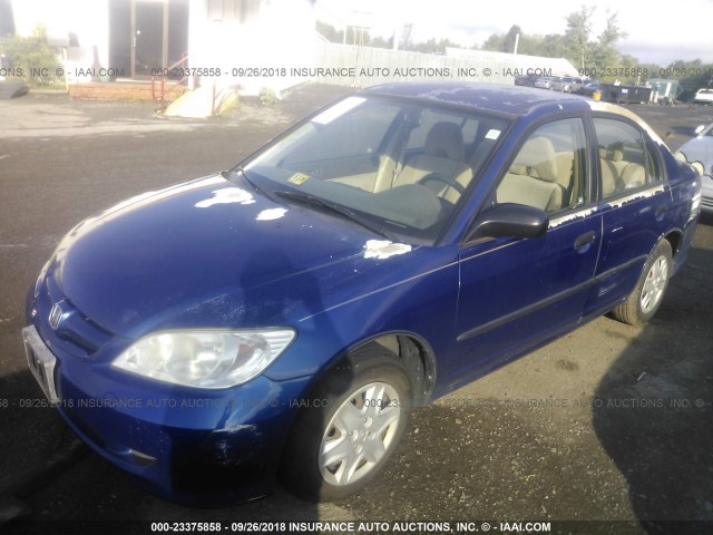 2HGES16325H532345 - 2005 HONDA CIVIC DX VP BLUE photo 2