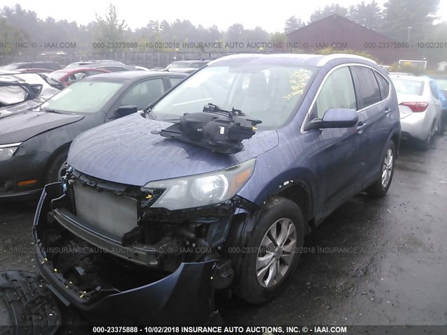 5J6RM4H74DL009075 - 2013 HONDA CR-V EXL BLUE photo 2