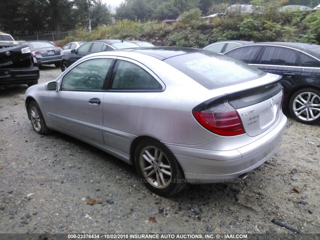 WDBRN47J92A363861 - 2002 MERCEDES-BENZ C 230K SPORT COUPE SILVER photo 3