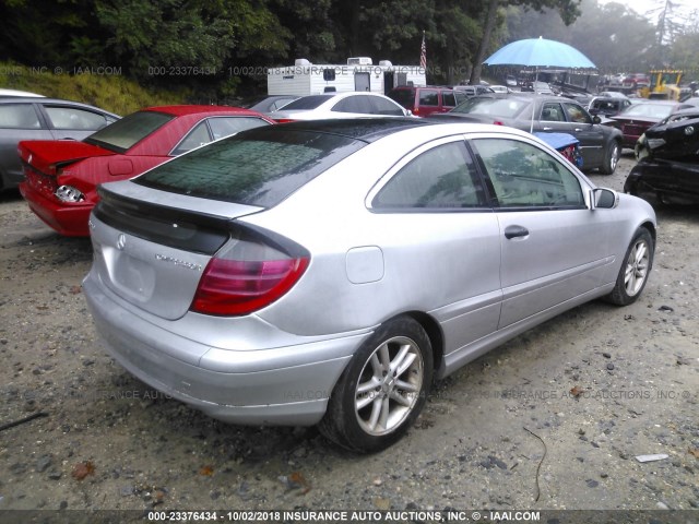 WDBRN47J92A363861 - 2002 MERCEDES-BENZ C 230K SPORT COUPE SILVER photo 4