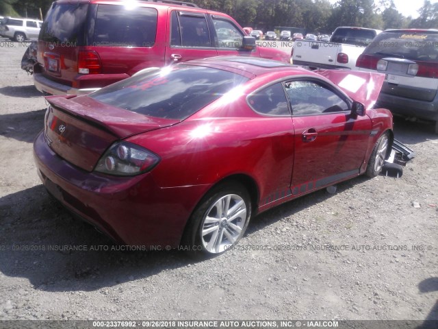 KMHHM66D67U261765 - 2007 HYUNDAI TIBURON GS BURGUNDY photo 4