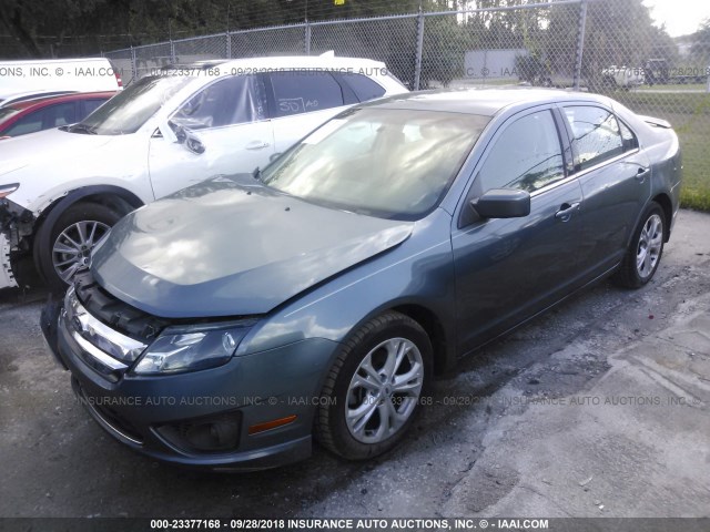 3FAHP0HA3CR372860 - 2012 FORD FUSION SE BLUE photo 2